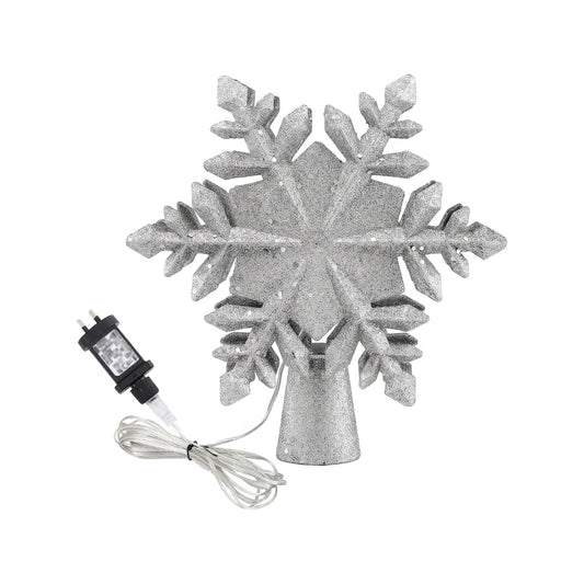 Alona.com.au Occasions > Christmas > Christmas Decorations Jingle Jollys Christmas Tree Topper Lighted 360° Rotating Snowflake Projector Silver Glitter