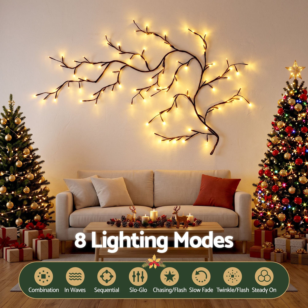Alona.com.au Occasions > Christmas > Christmas Decorations Jingle Jollys Christmas Willow Vine Lights Branch LED Fairy DIY Wall Decor 1.8m Warm White