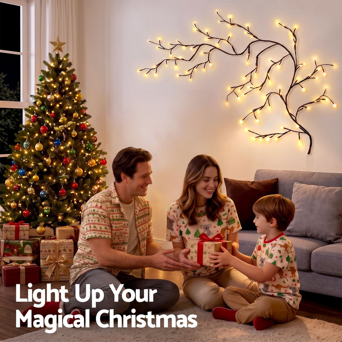 Alona.com.au Occasions > Christmas > Christmas Decorations Jingle Jollys Christmas Willow Vine Lights Branch LED Fairy DIY Wall Decor 1.8m Warm White