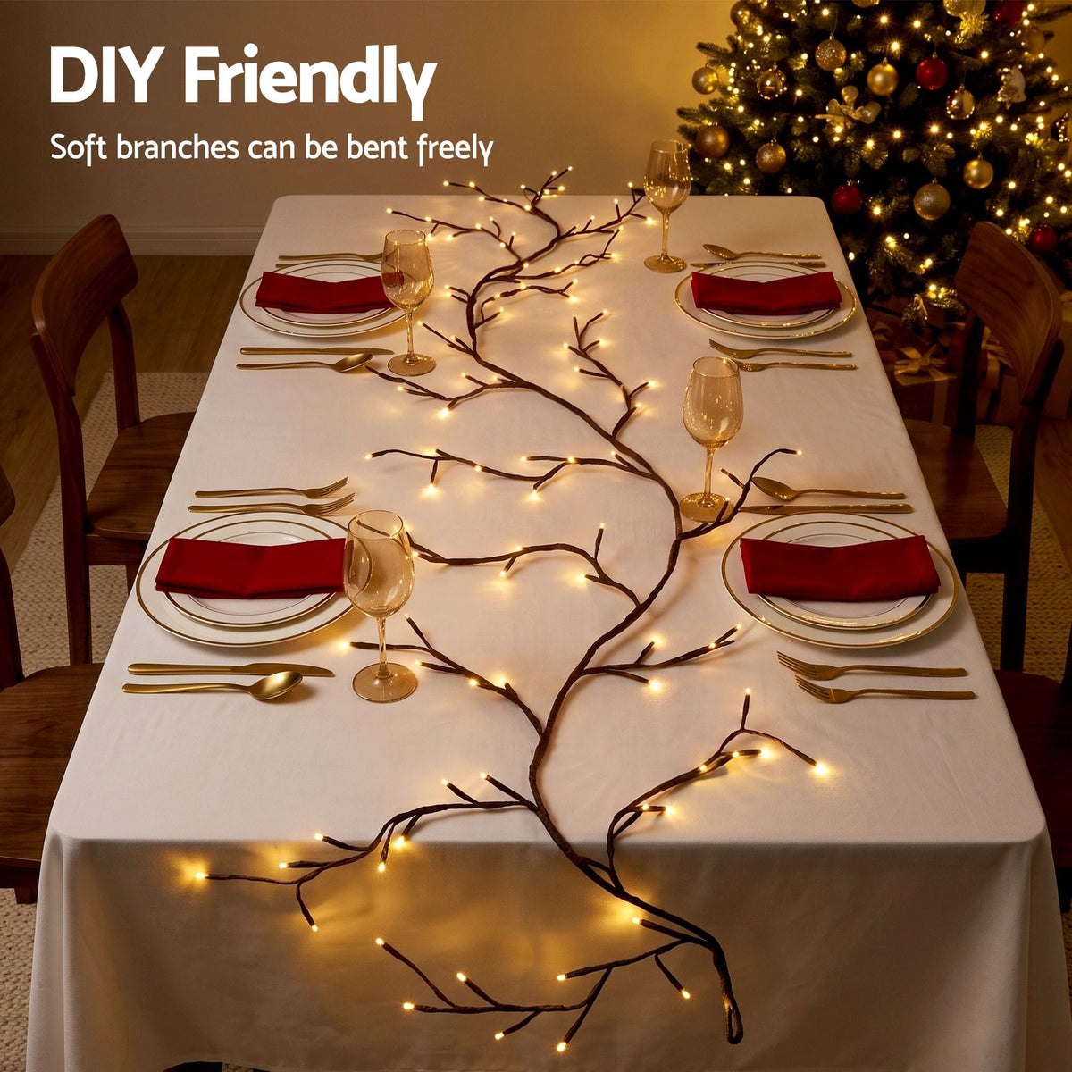 Alona.com.au Occasions > Christmas > Christmas Decorations Jingle Jollys Christmas Willow Vine Lights Branch LED Fairy DIY Wall Decor 1.8m Warm White