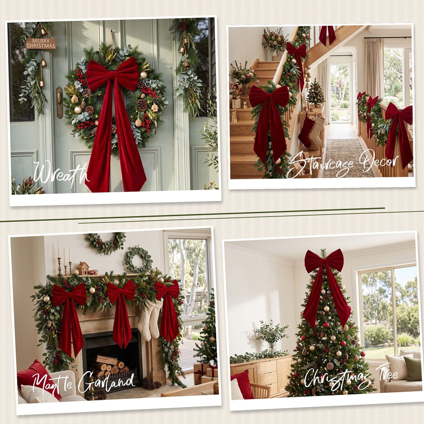 Alona.com.au Occasions > Christmas > Christmas Decorations Jingle Jollys Red Velvet Christmas Bows Tree Decorations Xmas Ornaments