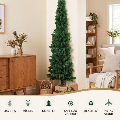 Alona.com.au Occasions > Christmas > Christmas Trees Jingle Jollys 1.8m Pre-Lit Christmas Tree Slim Pencil Xmas Tree Corner Tree