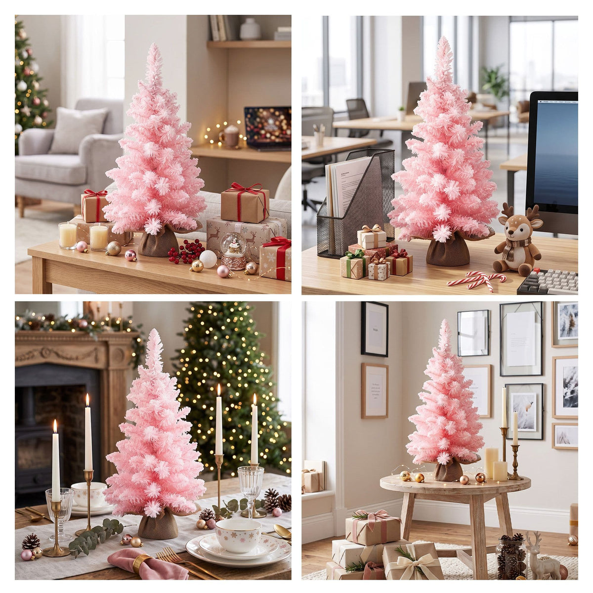 Alona.com.au Occasions > Christmas > Christmas Trees Jingle Jollys 60cm Flocked Pink Christmas Tree Mini Tabletop Xmas Tree