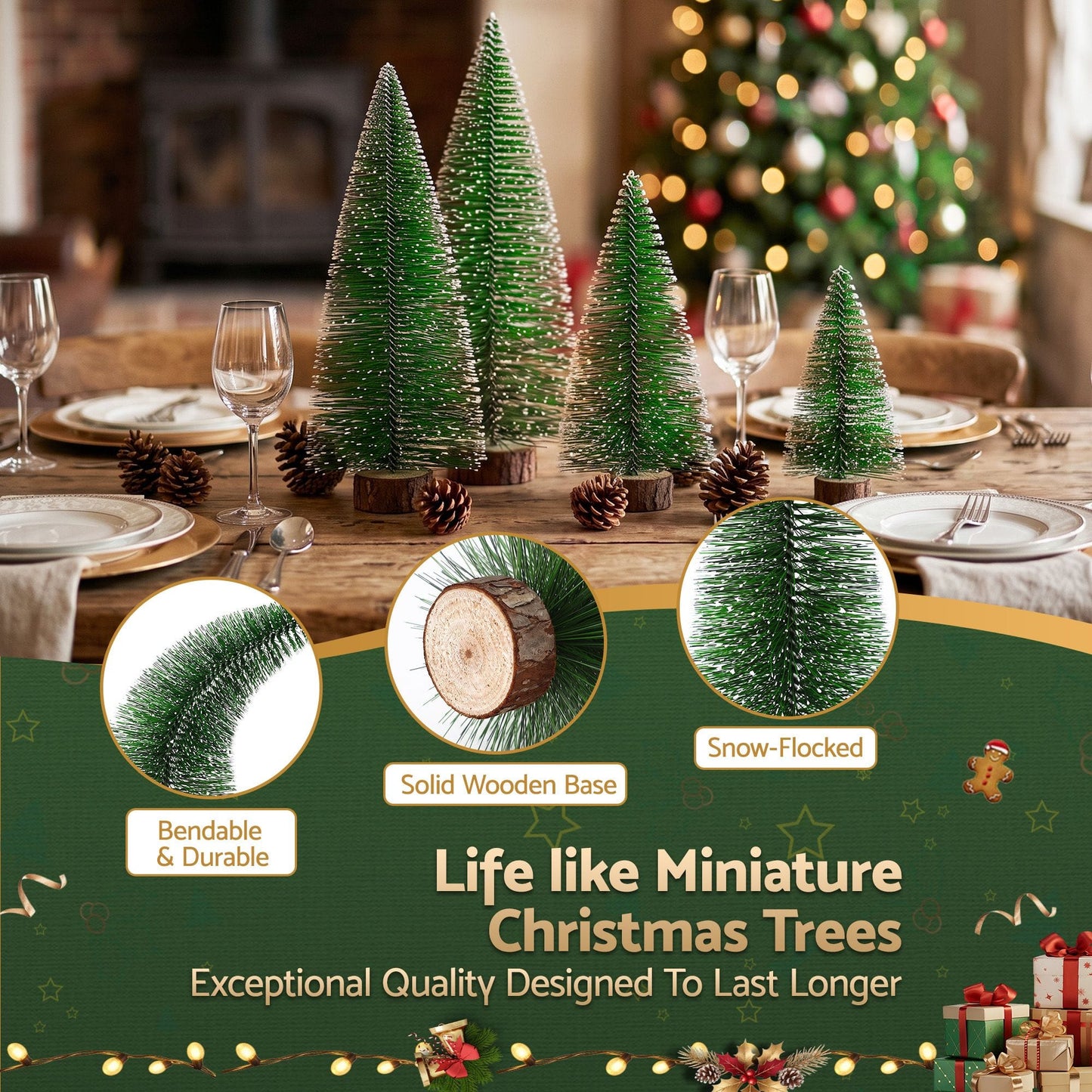 Alona.com.au Occasions > Christmas > Christmas Trees Jingle Jollys Christmas Table Decoration 4Pcs Mini Tree Set Frosted Party Decor