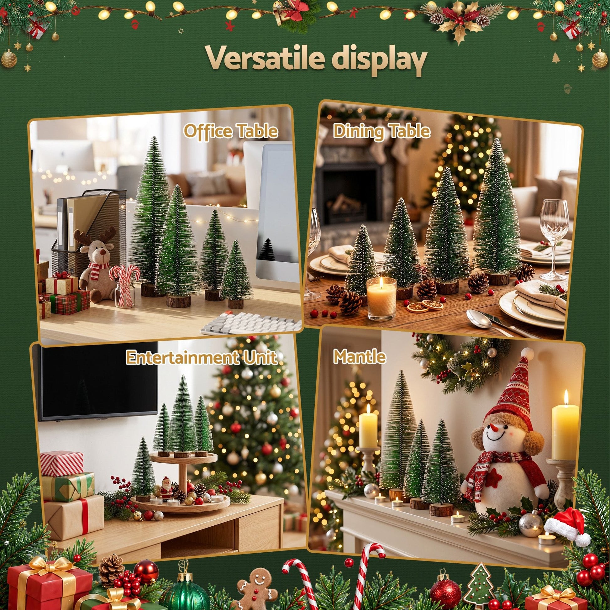 Alona.com.au Occasions > Christmas > Christmas Trees Jingle Jollys Christmas Table Decoration 4Pcs Mini Tree Set Frosted Party Decor