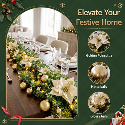 Alona.com.au Occasions > Christmas > Christmas Wreaths & Garlands Jingle Jollys 2.7M Christmas Garland 8 Mode LEDs Timing 200 Tips Flowers Balls
