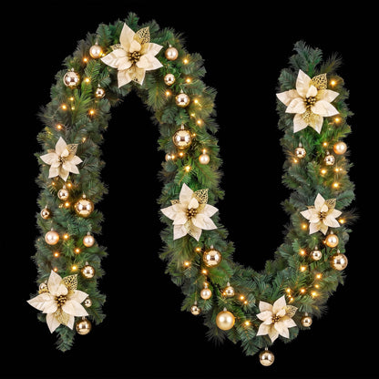 Alona.com.au Occasions > Christmas > Christmas Wreaths & Garlands Jingle Jollys 2.7M Christmas Garland 8 Mode LEDs Timing 200 Tips Flowers Balls