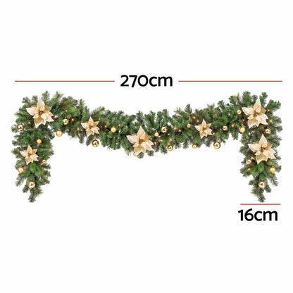 Alona.com.au Occasions > Christmas > Christmas Wreaths & Garlands Jingle Jollys 2.7M Christmas Garland 8 Mode LEDs Timing 200 Tips Flowers Balls