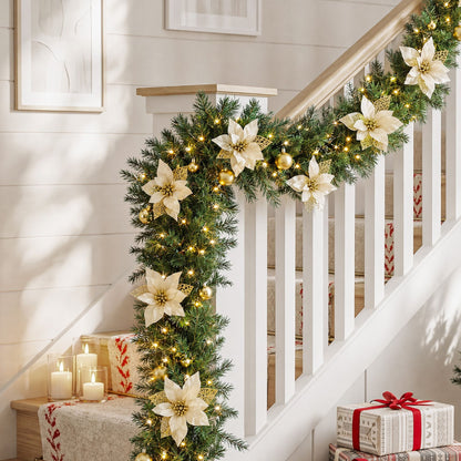 Alona.com.au Occasions > Christmas > Christmas Wreaths & Garlands Jingle Jollys 2.7M Christmas Garland 8 Mode LEDs Timing 200 Tips Flowers Balls