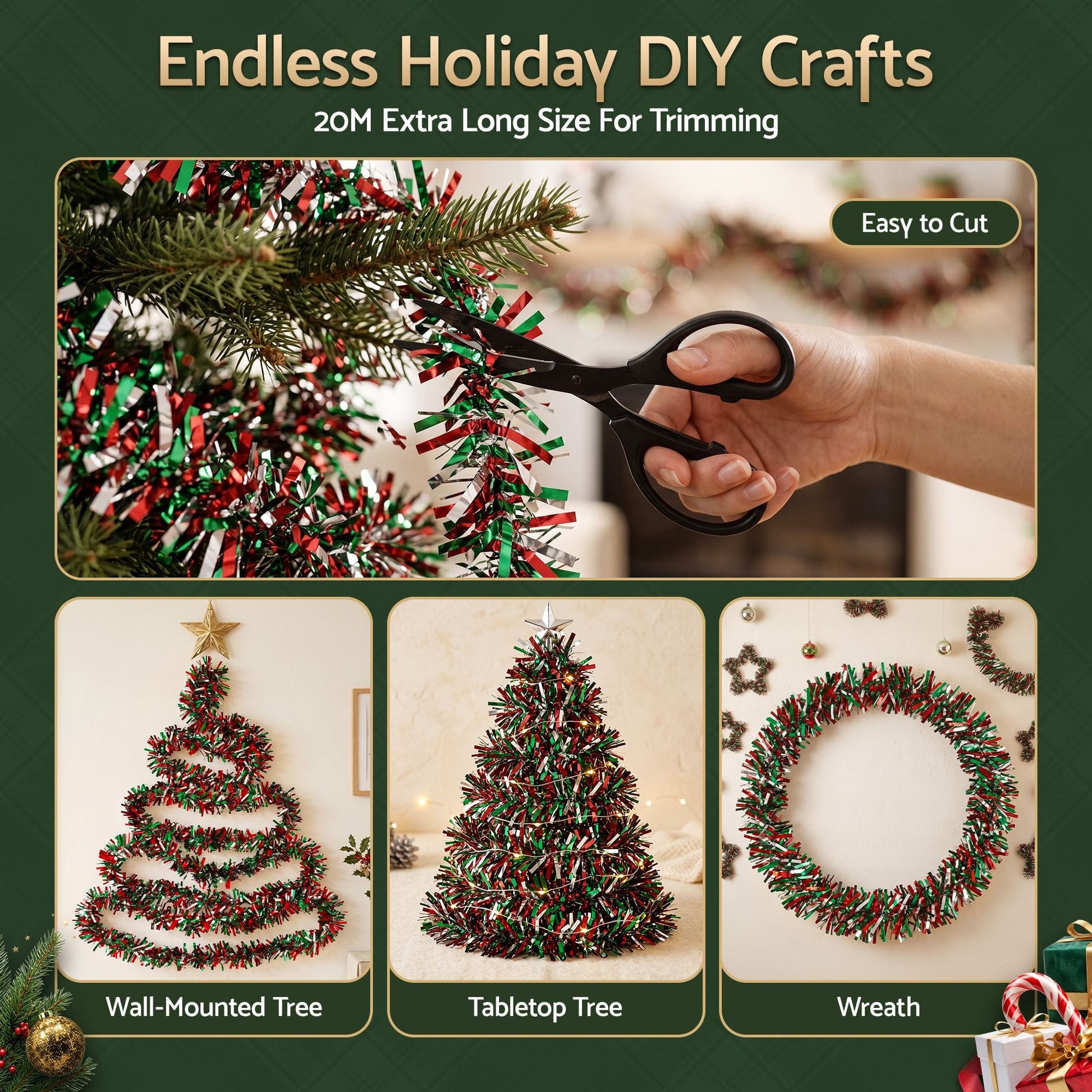 Alona.com.au Occasions > Christmas > Christmas Wreaths & Garlands Jingle Jollys 20M Christmas Tinsel Garland Mixed Colors Xmas Party Decoration
