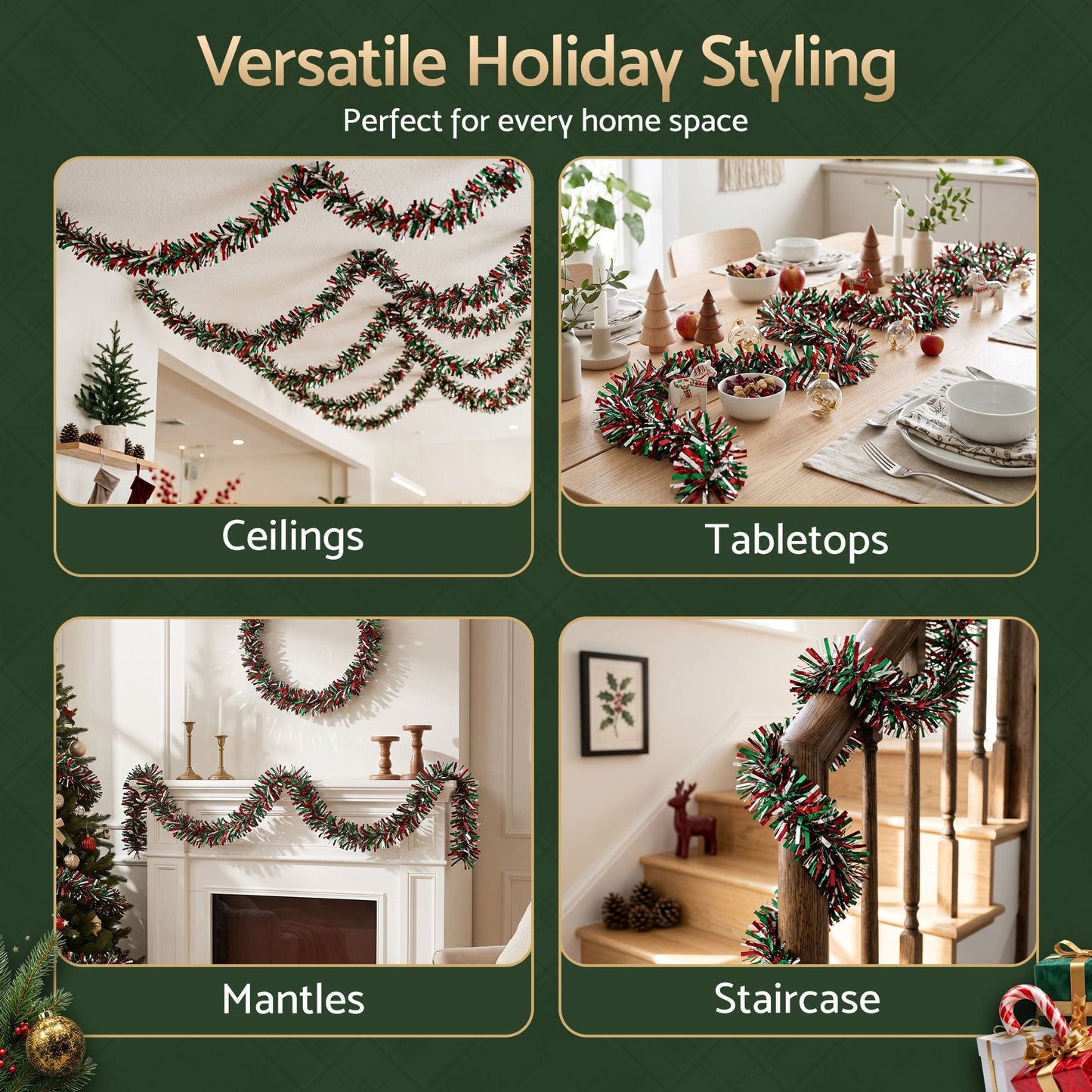 Alona.com.au Occasions > Christmas > Christmas Wreaths & Garlands Jingle Jollys 20M Christmas Tinsel Garland Mixed Colors Xmas Party Decoration