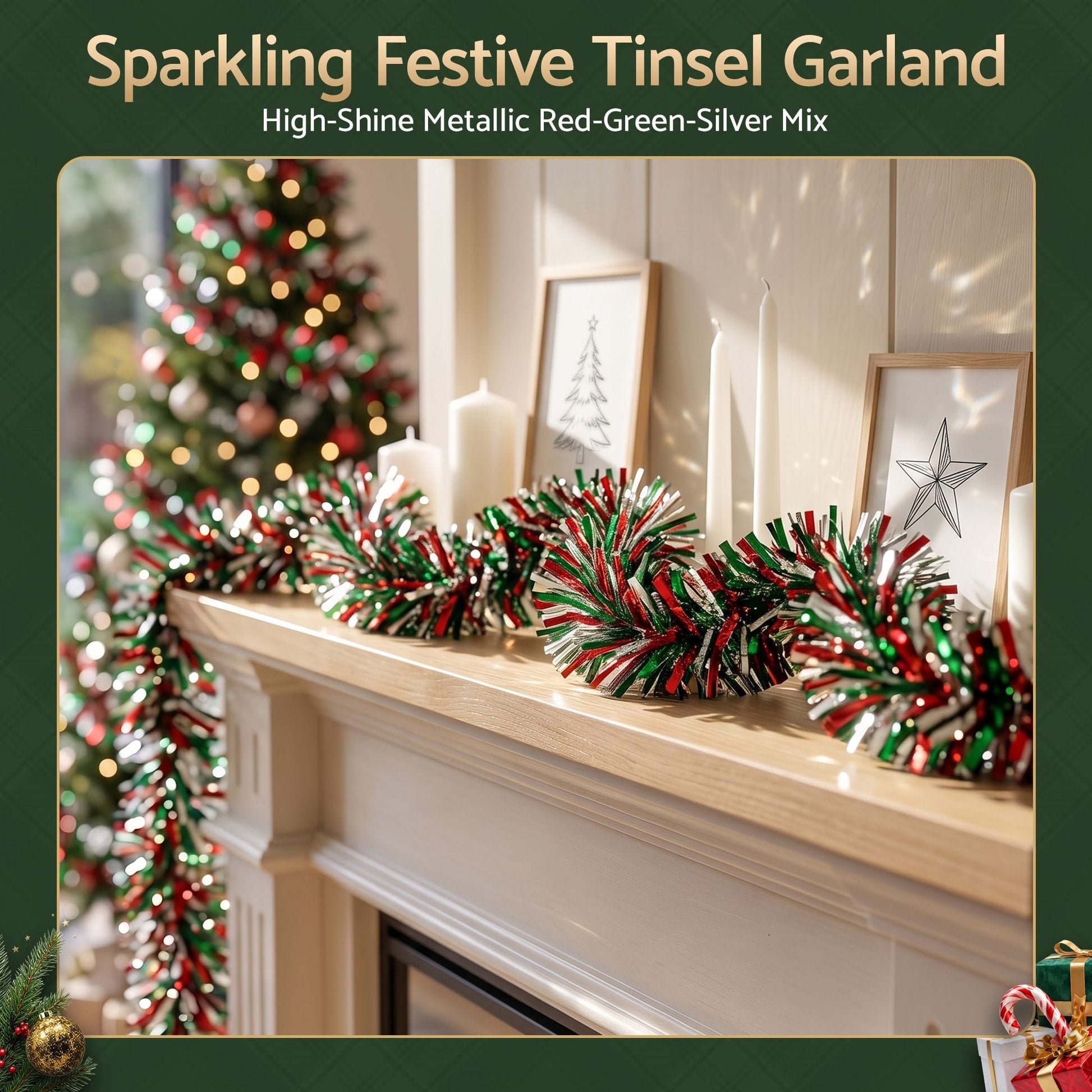 Alona.com.au Occasions > Christmas > Christmas Wreaths & Garlands Jingle Jollys 20M Christmas Tinsel Garland Mixed Colors Xmas Party Decoration