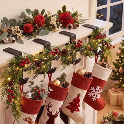 Alona.com.au Occasions > Christmas > Christmas Wreaths & Garlands Jingle Jollys Christmas Garland Hangers X4 Stocking Hooks Wreath 2-In-1 No Drill