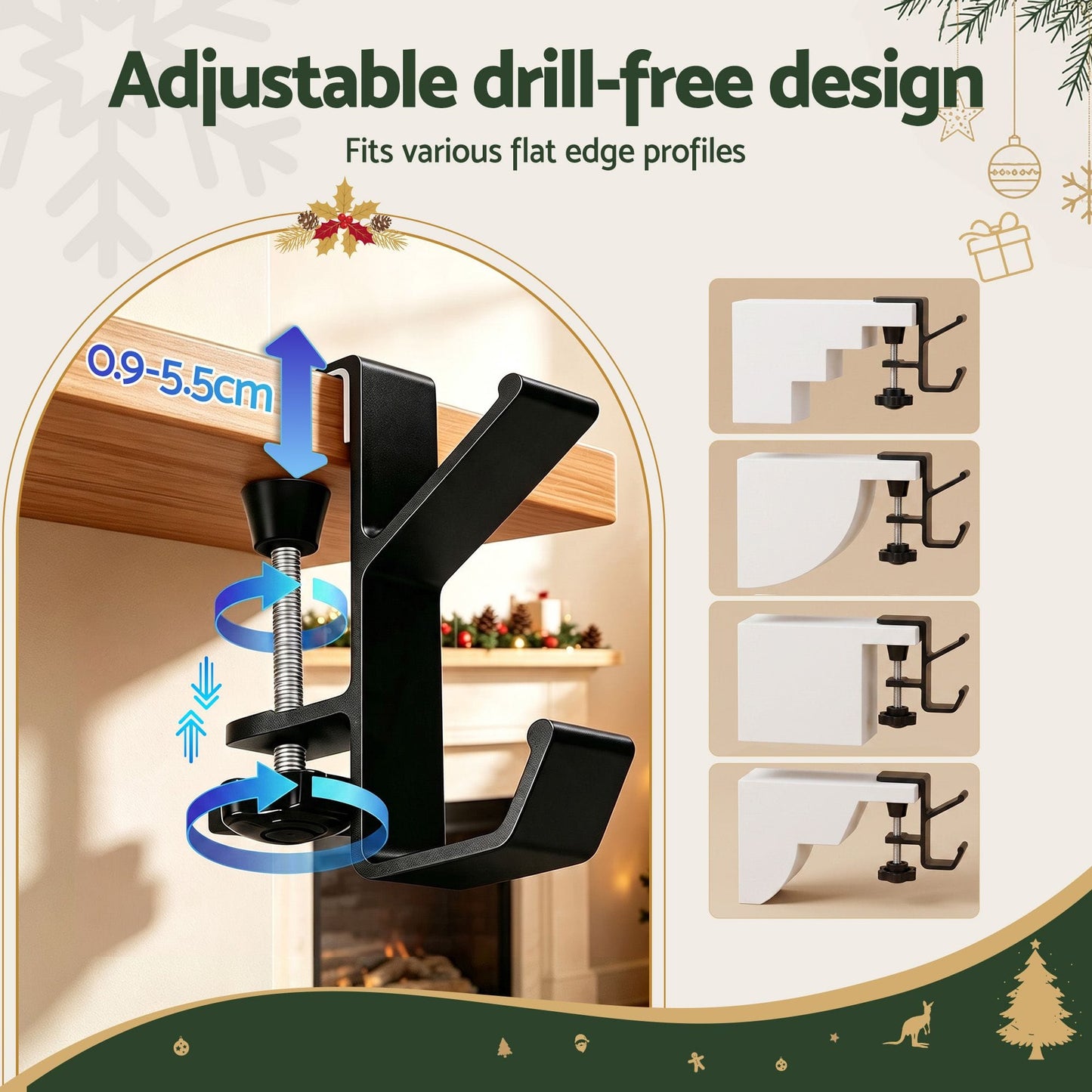Alona.com.au Occasions > Christmas > Christmas Wreaths & Garlands Jingle Jollys Christmas Garland Hangers X4 Stocking Hooks Wreath 2-In-1 No Drill
