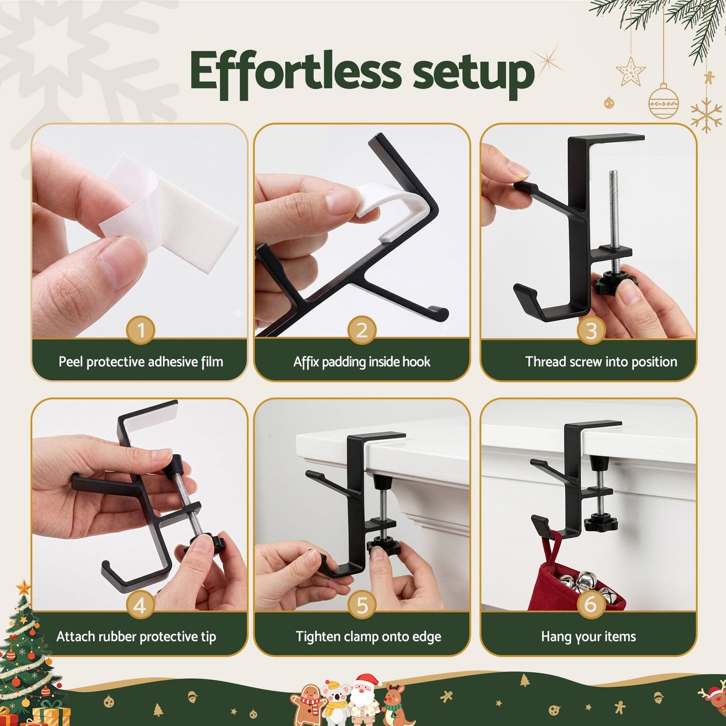 Alona.com.au Occasions > Christmas > Christmas Wreaths & Garlands Jingle Jollys Christmas Garland Hangers X4 Stocking Hooks Wreath 2-In-1 No Drill