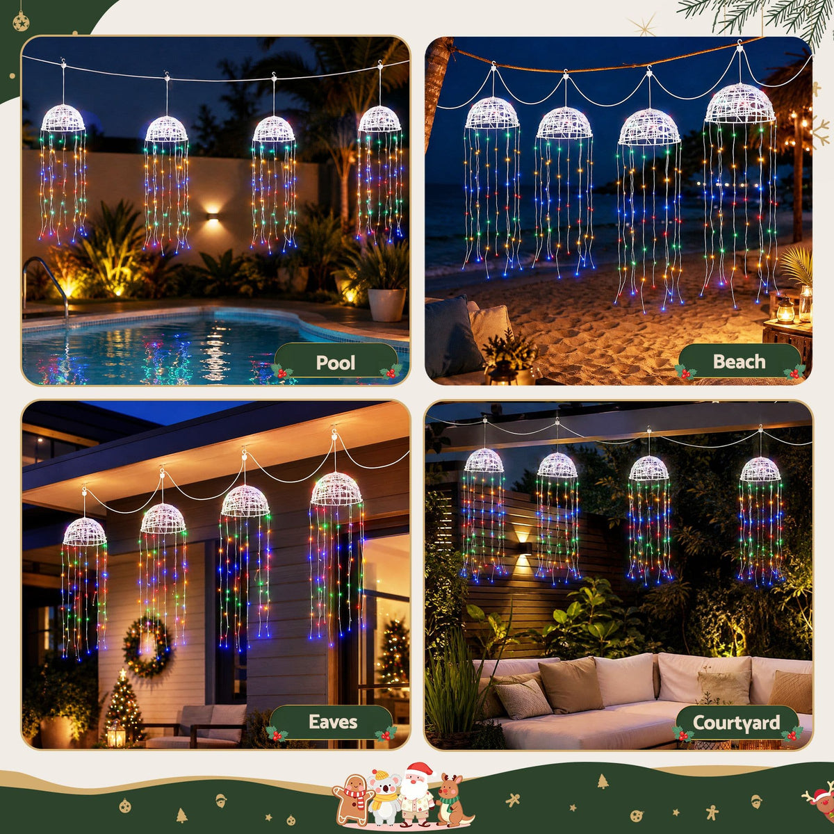 Alona.com.au Occasions > Christmas > Outdoor Decorations & Lights Jingle Jollys Christmas Lights Solar Jellyfish 4Pcs Garden Decorative Multi-Color