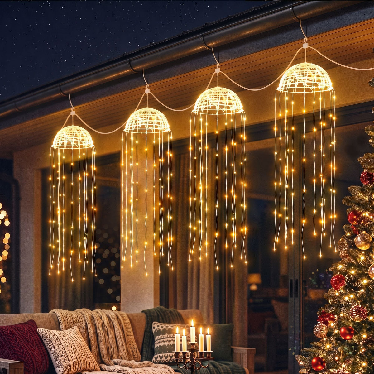 Alona.com.au Occasions > Christmas > Outdoor Decorations & Lights Jingle Jollys Christmas Lights Solar Jellyfish 4Pcs Garden Decorative Warm White