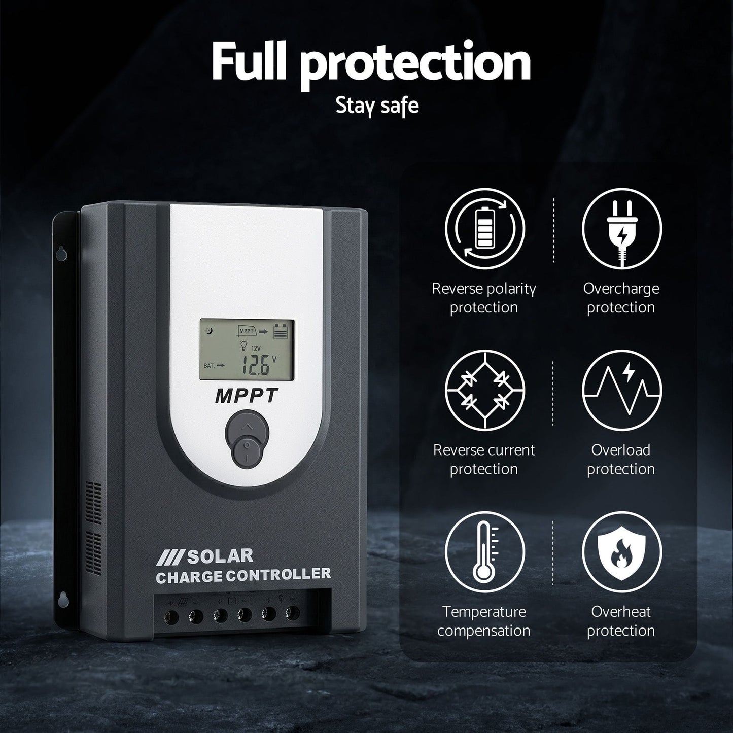 Alona.com.au Outdoor Recreation > Camping > Batteries & Generators Giantz 50A MPPT Solar Charge Controller Auto 12V/24V Battery Regulator Bluetooth