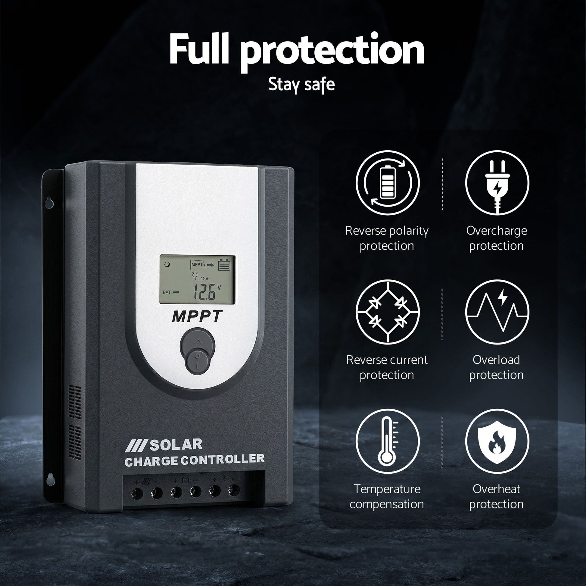 Alona.com.au Outdoor Recreation > Camping > Batteries & Generators Giantz 50A MPPT Solar Charge Controller Auto 12V/24V Battery Regulator Bluetooth