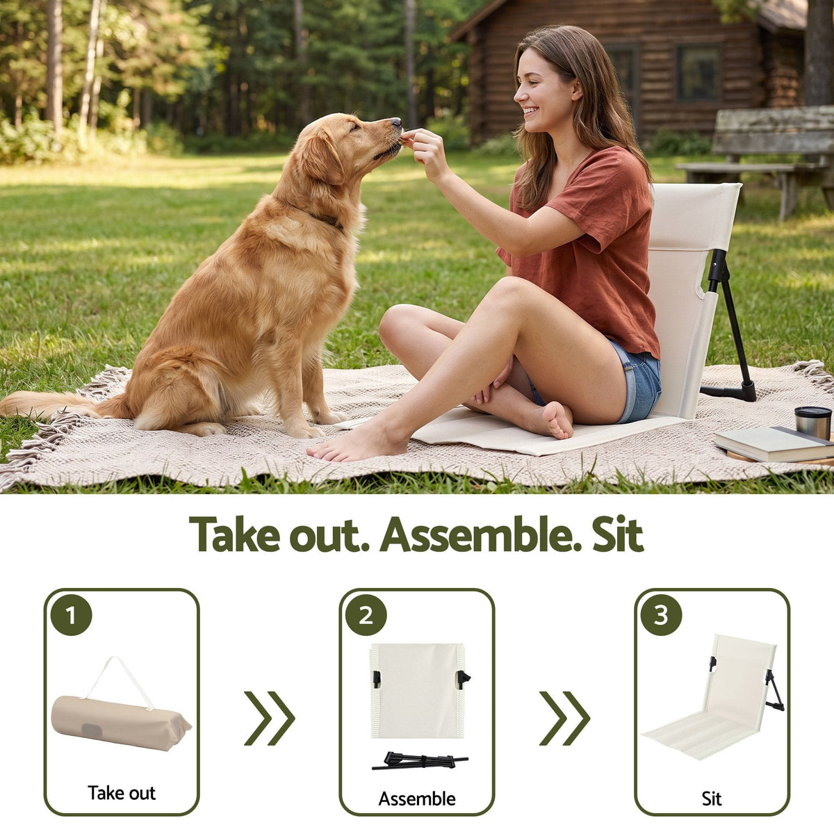 Alona.com.au Outdoor Recreation > Camping > Camp Furniture Weisshorn Foldable Camping Chair Oxford Aluminum Alloy Backrest 70kg Beige