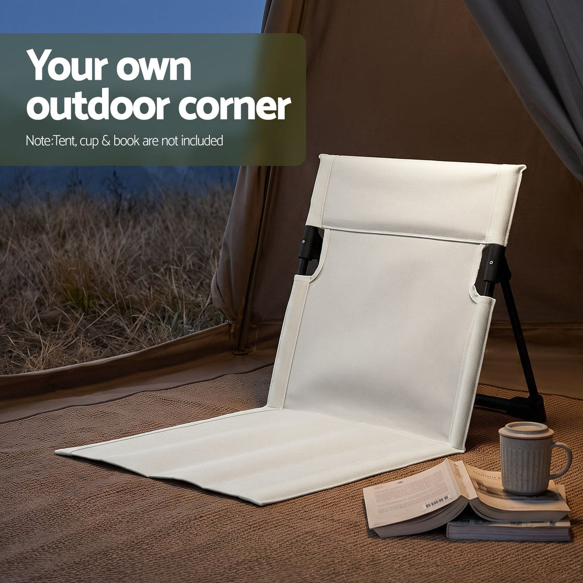 Alona.com.au Outdoor Recreation > Camping > Camp Furniture Weisshorn Foldable Camping Chair Oxford Aluminum Alloy Backrest 70kg Beige