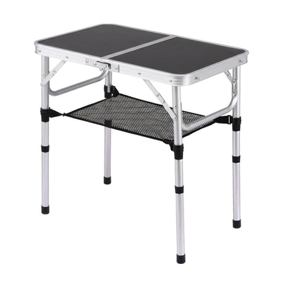 Alona.com.au Outdoor Recreation > Camping > Camp Furniture Weisshorn Folding Camping Table Adjustable Aluminium 60 x 40 cm Black