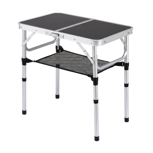 Alona.com.au Outdoor Recreation > Camping > Camp Furniture Weisshorn Folding Camping Table Adjustable Aluminium 60 x 40 cm Black