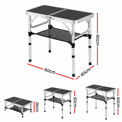 Alona.com.au Outdoor Recreation > Camping > Camp Furniture Weisshorn Folding Camping Table Adjustable Aluminium 60 x 40 cm Black