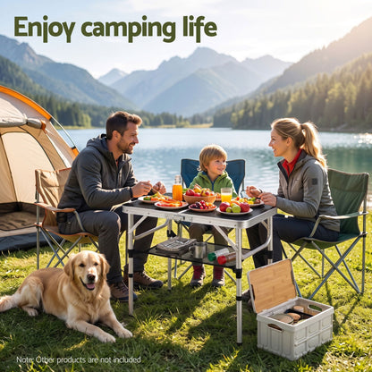 Alona.com.au Outdoor Recreation > Camping > Camp Furniture Weisshorn Folding Camping Table Adjustable Aluminium 60 x 40 cm Black