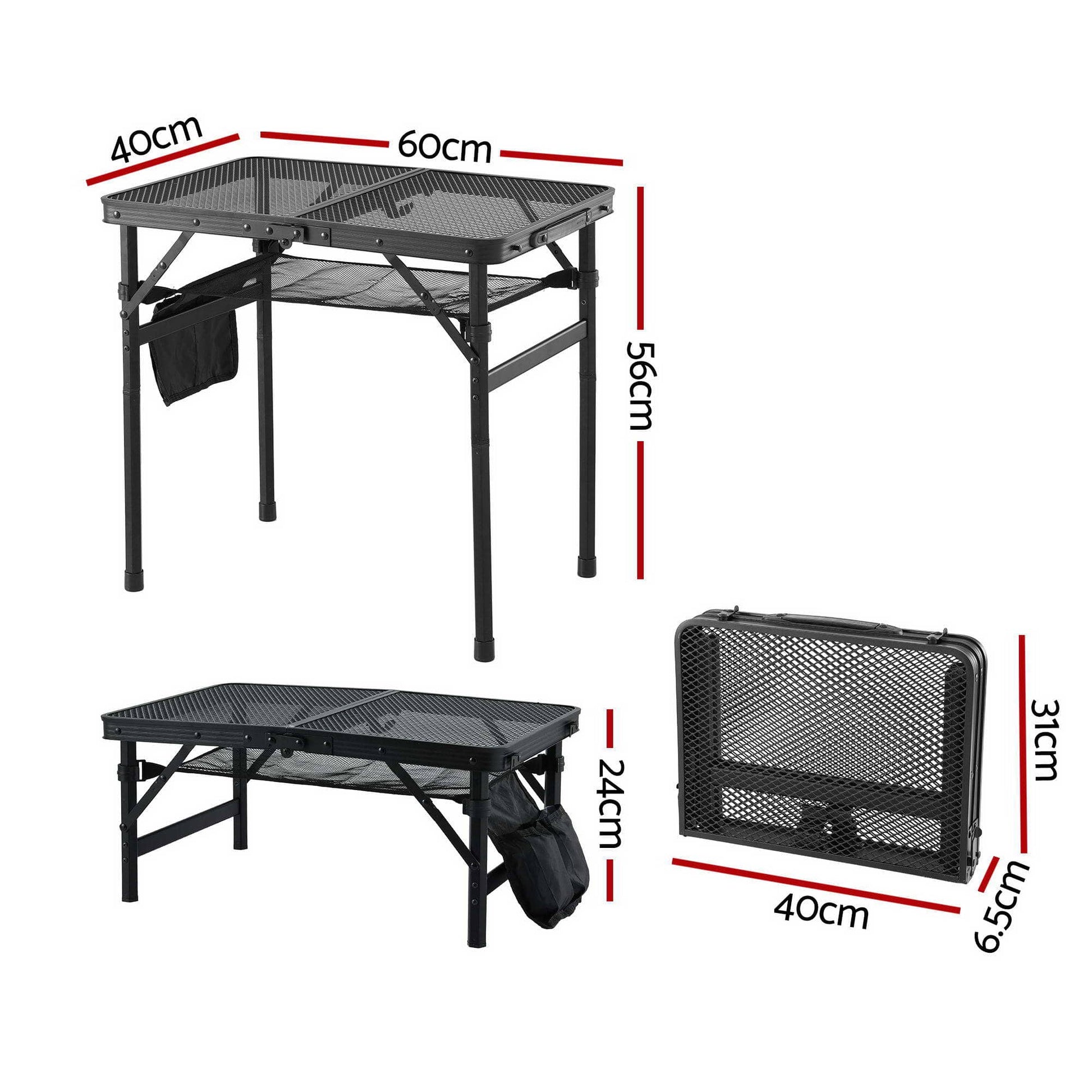 Alona.com.au Outdoor Recreation > Camping > Camping Appliances Gardeon BBQ Camp Table, 60*40*56 Portable Foldable Lightweight Grill Outdoor Metal Table 2.5kg