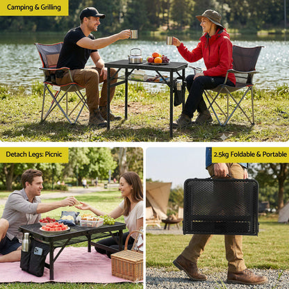 Alona.com.au Outdoor Recreation > Camping > Camping Appliances Gardeon BBQ Camp Table, 60*40*56 Portable Foldable Lightweight Grill Outdoor Metal Table 2.5kg
