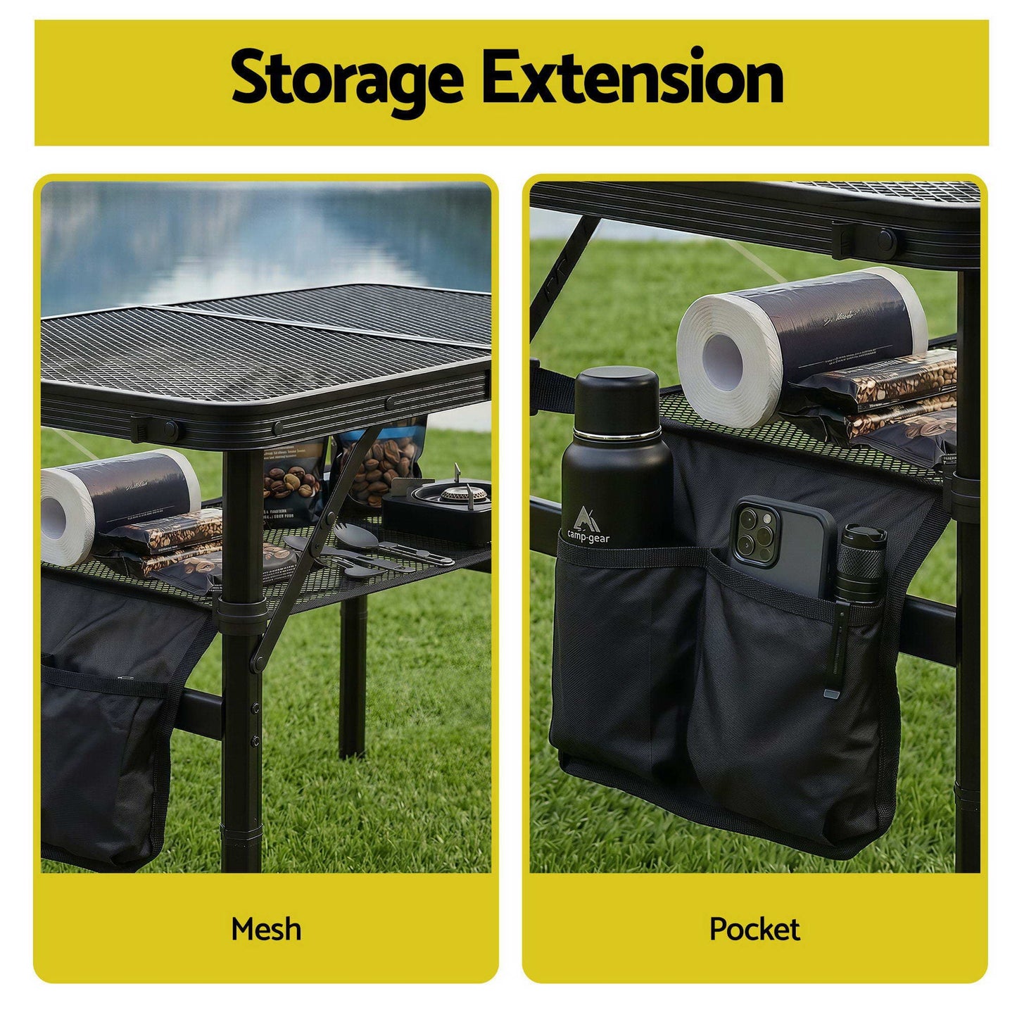 Alona.com.au Outdoor Recreation > Camping > Camping Appliances Gardeon BBQ Camp Table, 60*40*56 Portable Foldable Lightweight Grill Outdoor Metal Table 2.5kg