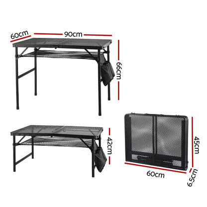 Alona.com.au Outdoor Recreation > Camping > Camping Appliances Gardeon BBQ Camp Table, 90*60*66 Portable Foldable Lightweight Grill Outdoor Metal Table 3.9kg