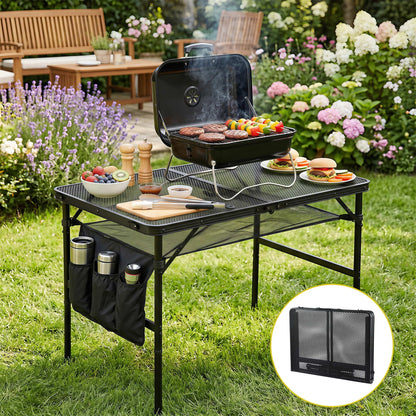 Alona.com.au Outdoor Recreation > Camping > Camping Appliances Gardeon BBQ Camp Table, 90*60*66 Portable Foldable Lightweight Grill Outdoor Metal Table 3.9kg