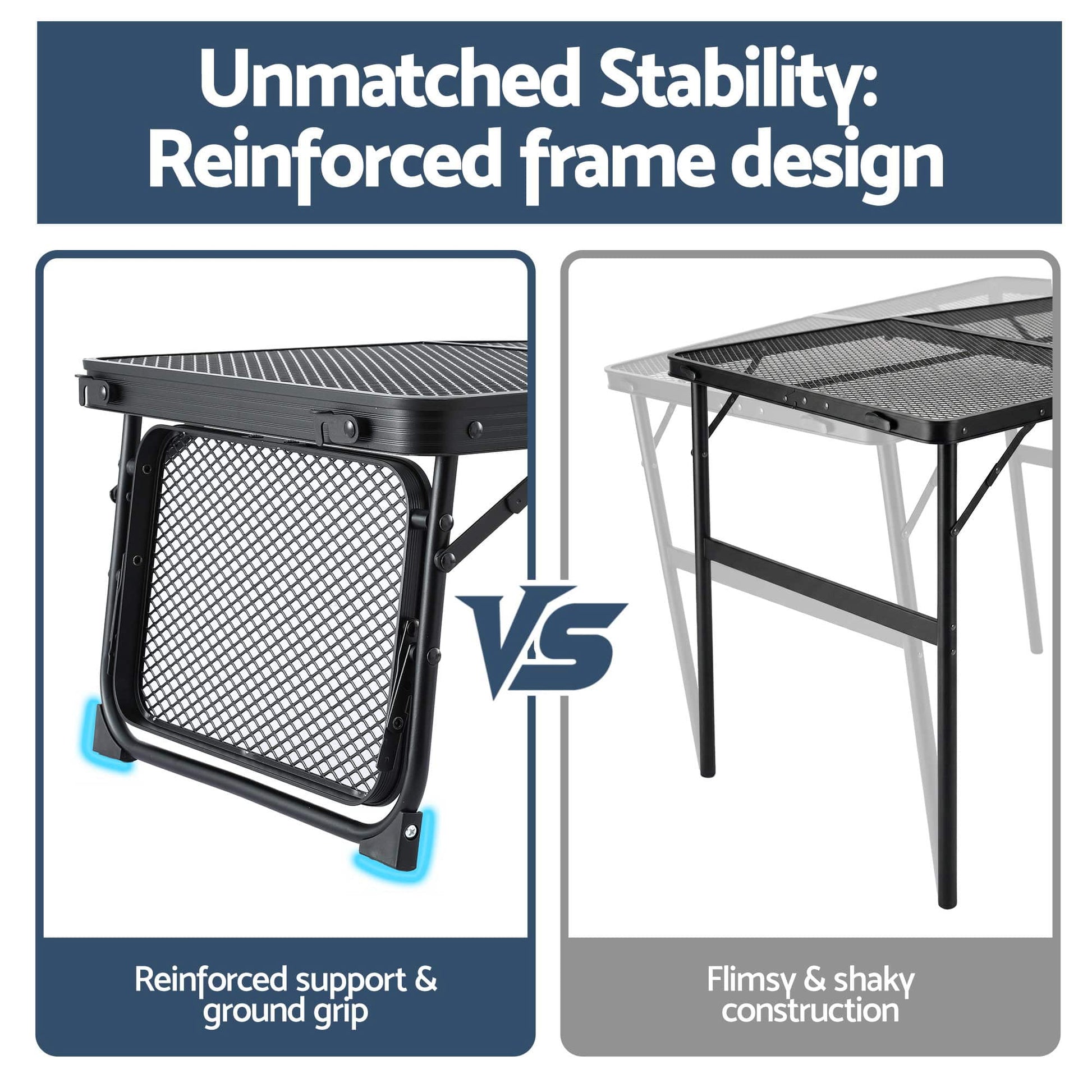 Alona.com.au Outdoor Recreation > Camping > Camping Appliances Weisshorn Camping Table Mesh Desktop Lightweight Portable Outdoor Folding Grill Desk