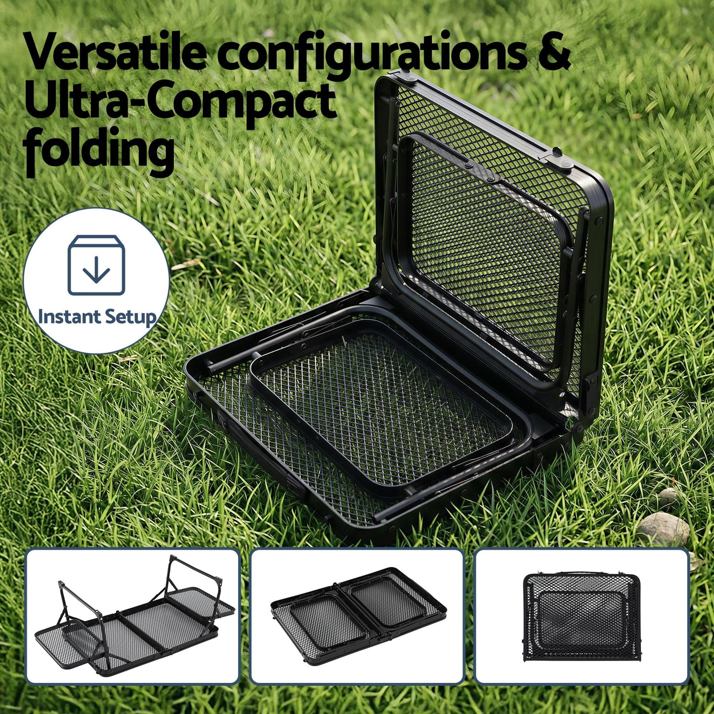 Alona.com.au Outdoor Recreation > Camping > Camping Appliances Weisshorn Camping Table Mesh Desktop Lightweight Portable Outdoor Folding Grill Desk
