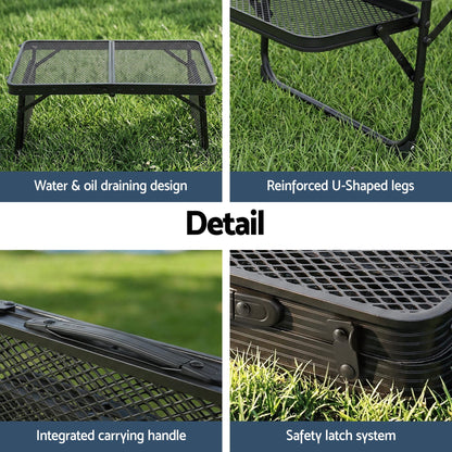 Alona.com.au Outdoor Recreation > Camping > Camping Appliances Weisshorn Camping Table Mesh Desktop Lightweight Portable Outdoor Folding Grill Desk