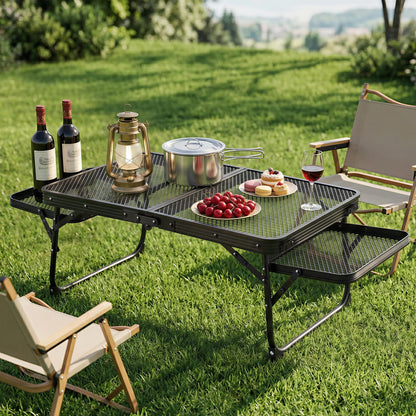 Alona.com.au Outdoor Recreation > Camping > Camping Appliances Weisshorn Camping Table Mesh Desktop Lightweight Portable Outdoor Folding Grill Desk