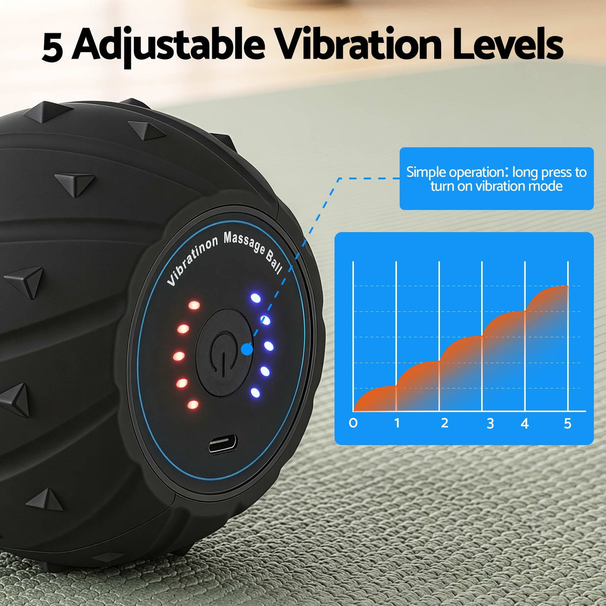 Alona.com.au Outdoor Recreation > Camping > Inflatable Mattresses Everfit Electric Vibrating Peanut Massage Ball 5 Adjustable Levels High Power 3000RPM Motor 4D Floating Point Deep Tissue Trigger Point Muscle Relaxation Yoga Home Gym Type-C Rechargeable Support 80kg