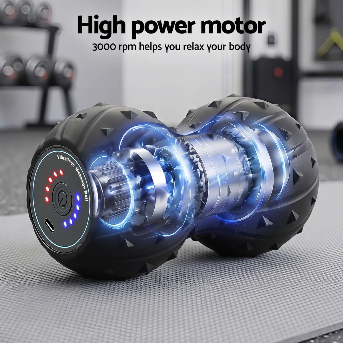 Alona.com.au Outdoor Recreation > Camping > Inflatable Mattresses Everfit Electric Vibrating Peanut Massage Ball 5 Adjustable Levels High Power 3000RPM Motor 4D Floating Point Deep Tissue Trigger Point Muscle Relaxation Yoga Home Gym Type-C Rechargeable Support 80kg