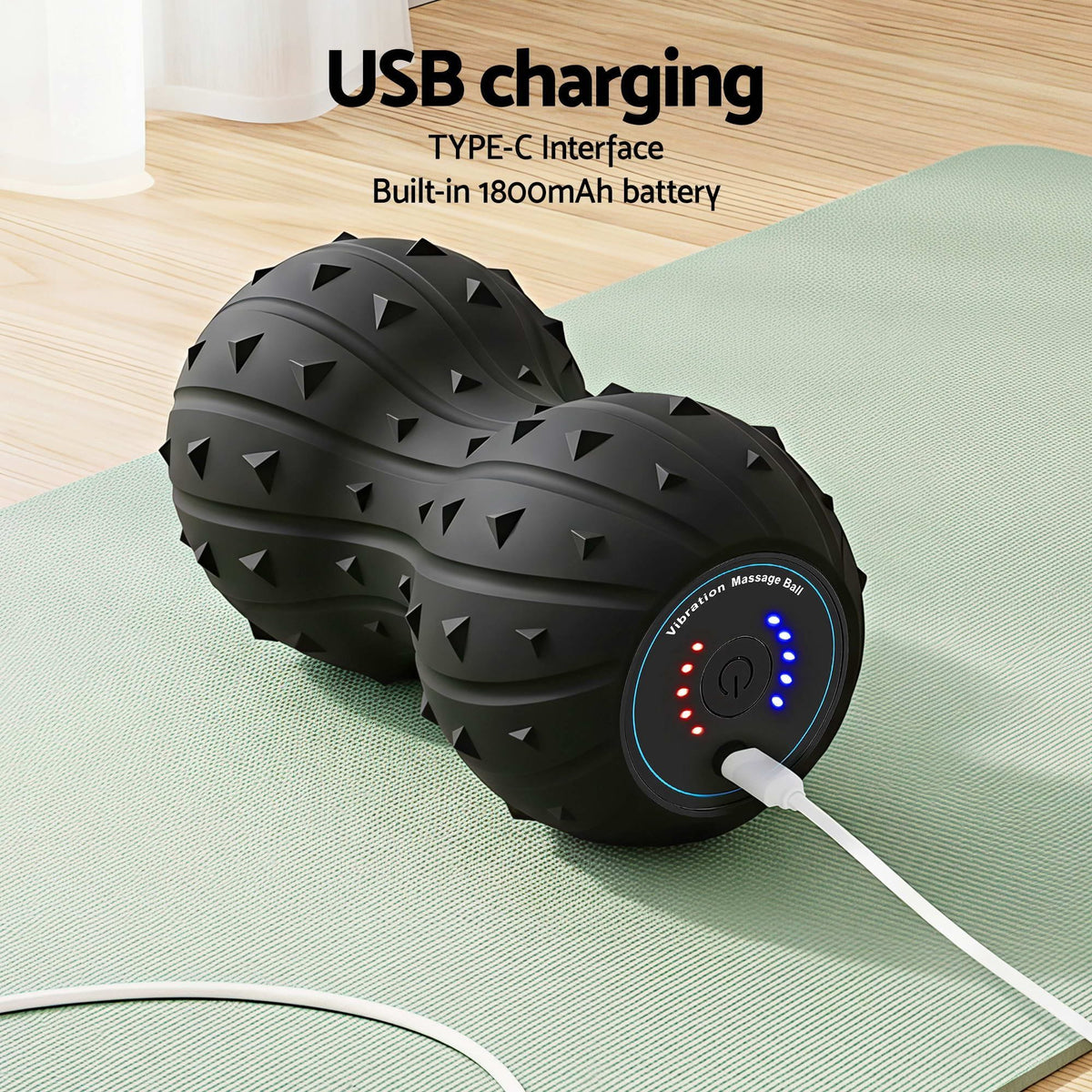 Alona.com.au Outdoor Recreation > Camping > Inflatable Mattresses Everfit Electric Vibrating Peanut Massage Ball 5 Adjustable Levels High Power 3000RPM Motor 4D Floating Point Deep Tissue Trigger Point Muscle Relaxation Yoga Home Gym Type-C Rechargeable Support 80kg