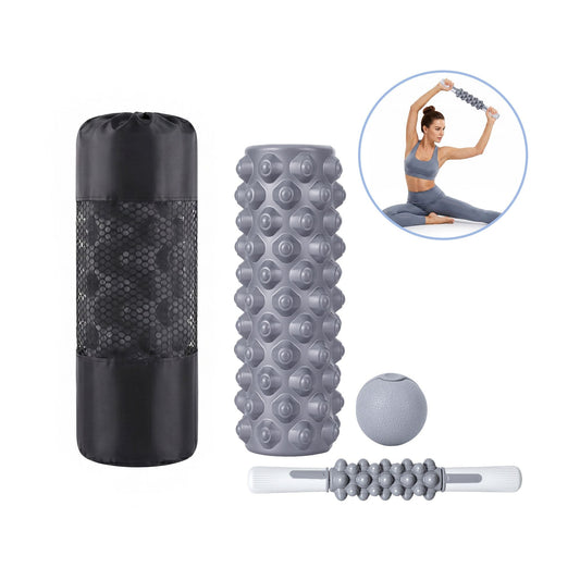 Alona.com.au Outdoor Recreation > Camping > Inflatable Mattresses Everfit Foam Roller Set 3-in-1 with Targeted Recovery Muscle Roller Stick & Deep Tissue Massage Ball, Heavy Duty 150KG Support Gym Roller for Back Pain Relief, Myofascial Release, Home Gym Exercise