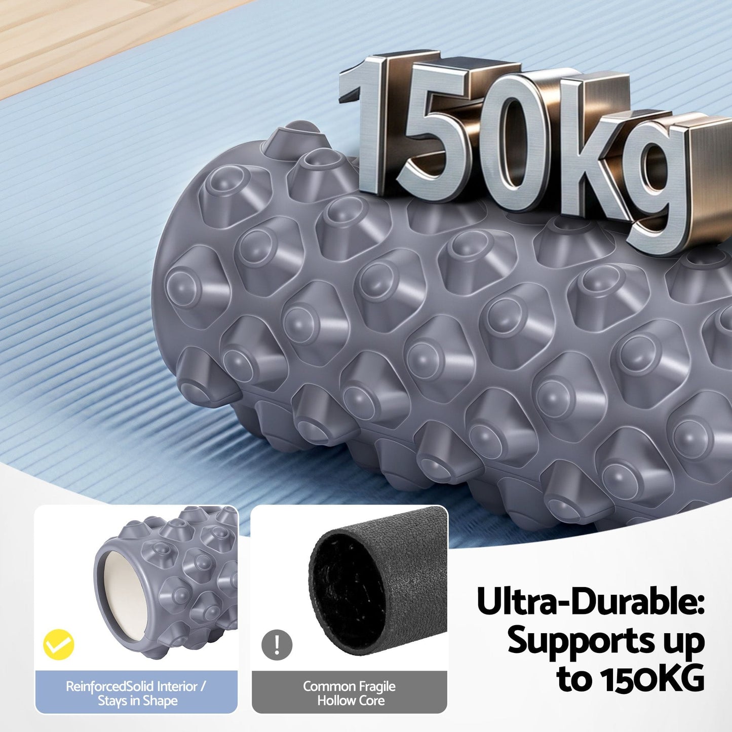 Alona.com.au Outdoor Recreation > Camping > Inflatable Mattresses Everfit Foam Roller Set 3-in-1 with Targeted Recovery Muscle Roller Stick & Deep Tissue Massage Ball, Heavy Duty 150KG Support Gym Roller for Back Pain Relief, Myofascial Release, Home Gym Exercise