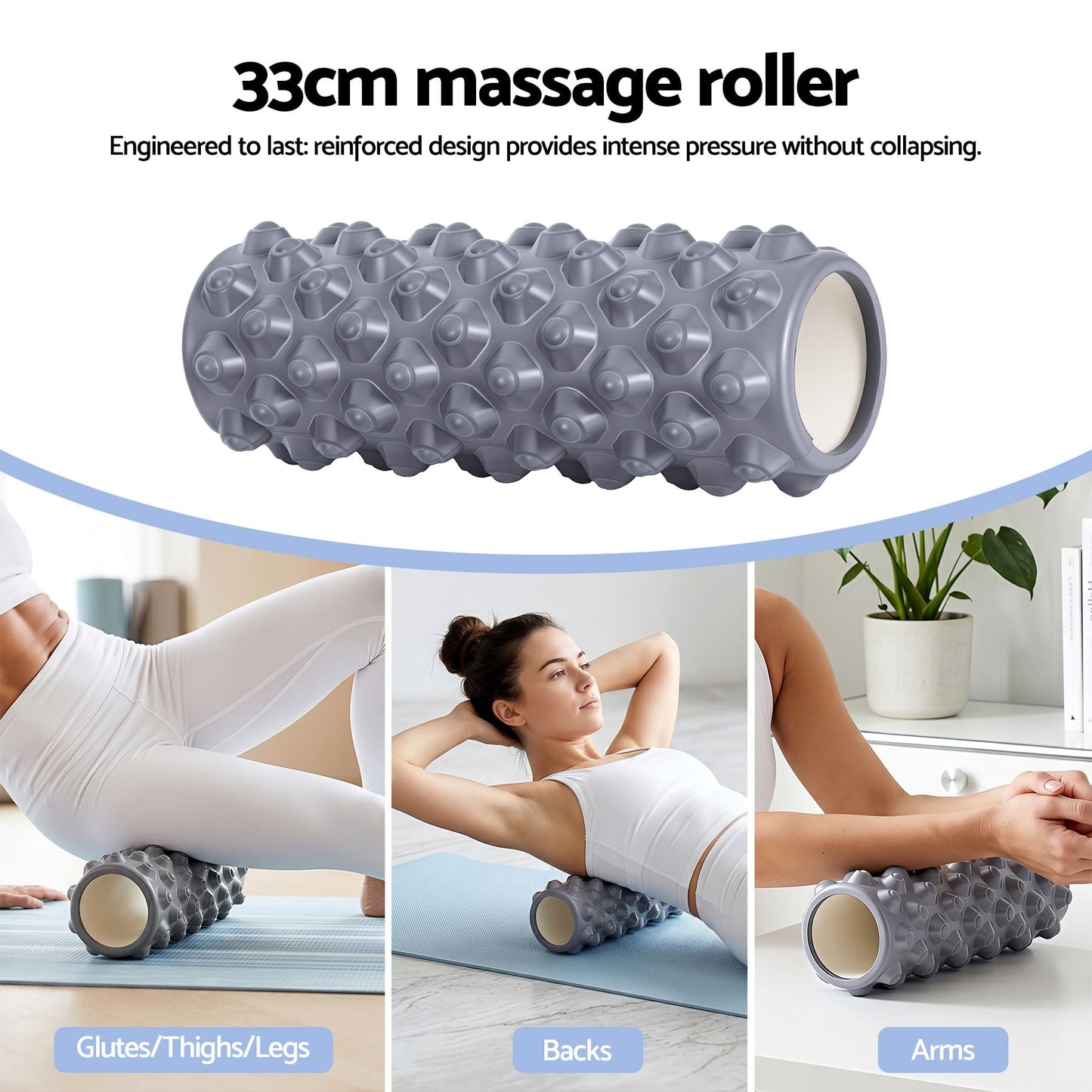 Alona.com.au Outdoor Recreation > Camping > Inflatable Mattresses Everfit Foam Roller Set 3-in-1 with Targeted Recovery Muscle Roller Stick & Deep Tissue Massage Ball, Heavy Duty 150KG Support Gym Roller for Back Pain Relief, Myofascial Release, Home Gym Exercise