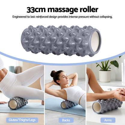 Alona.com.au Outdoor Recreation > Camping > Inflatable Mattresses Everfit Foam Roller Set 3-in-1 with Targeted Recovery Muscle Roller Stick & Deep Tissue Massage Ball, Heavy Duty 150KG Support Gym Roller for Back Pain Relief, Myofascial Release, Home Gym Exercise