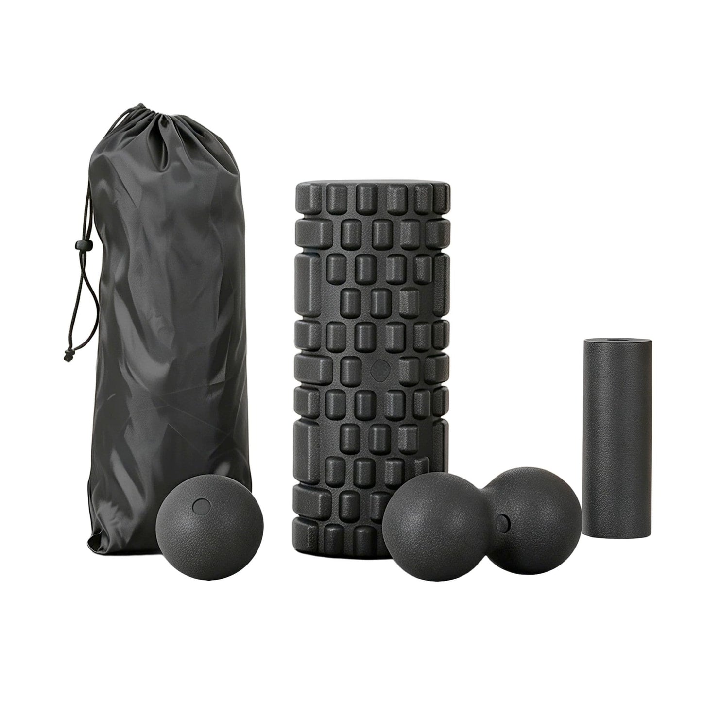 Alona.com.au Outdoor Recreation > Camping > Inflatable Mattresses Everfit Foam Roller Set 4 in 1 Grid High Density Massager for Deep Tissue Trigger Point Myofascial Release Back Pain Muscle Recovery Gym Home Fitness Equipment with Storage Bag Supports 150kg