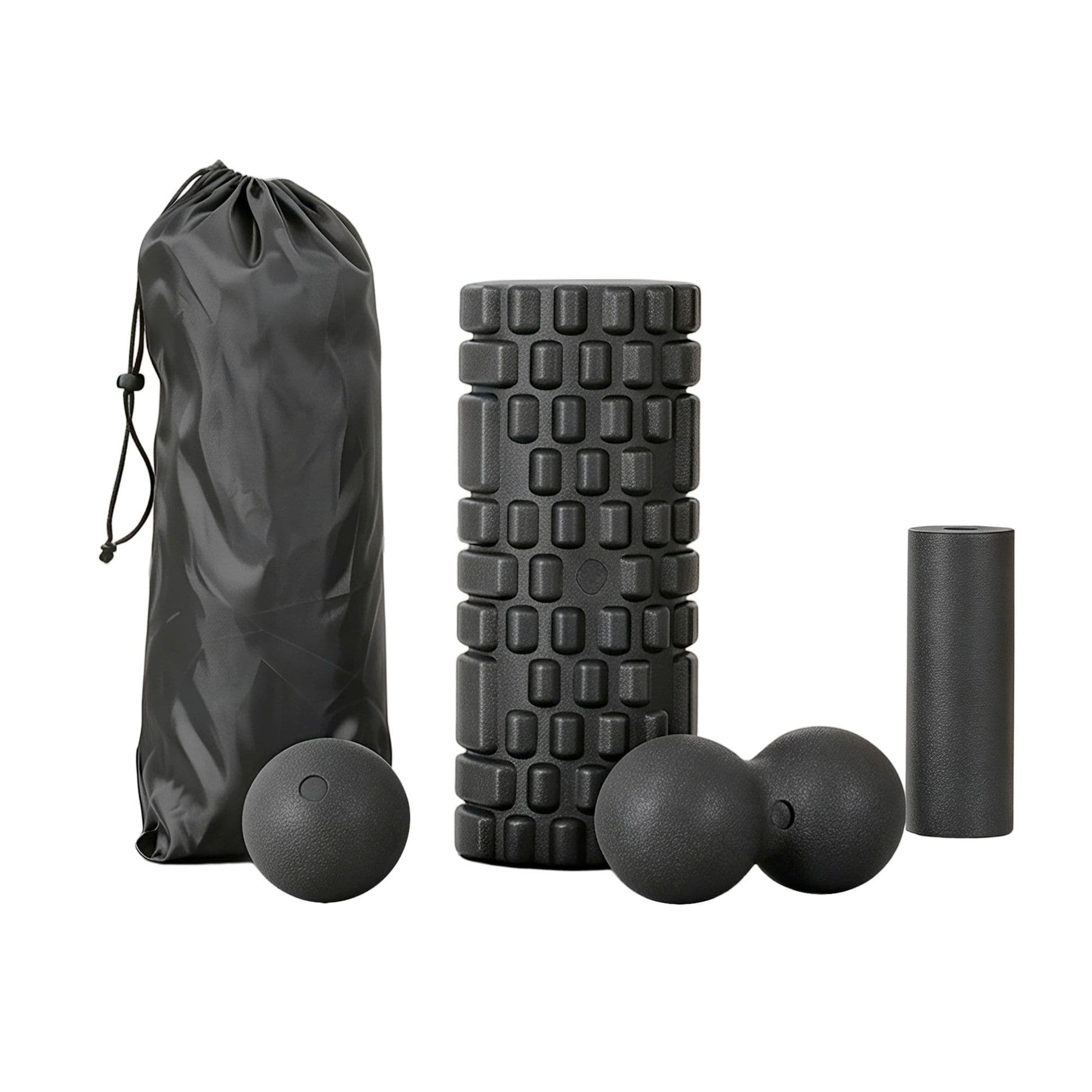 Alona.com.au Outdoor Recreation > Camping > Inflatable Mattresses Everfit Foam Roller Set 4 in 1 Grid High Density Massager for Deep Tissue Trigger Point Myofascial Release Back Pain Muscle Recovery Gym Home Fitness Equipment with Storage Bag Supports 150kg