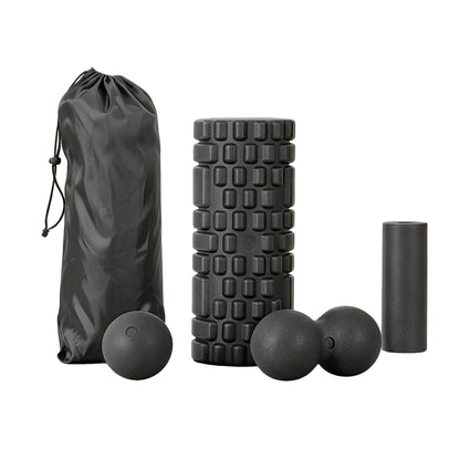 Alona.com.au Outdoor Recreation > Camping > Inflatable Mattresses Everfit Foam Roller Set 4 in 1 Grid High Density Massager for Deep Tissue Trigger Point Myofascial Release Back Pain Muscle Recovery Gym Home Fitness Equipment with Storage Bag Supports 150kg