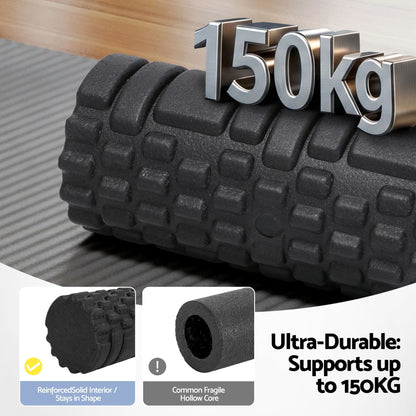 Alona.com.au Outdoor Recreation > Camping > Inflatable Mattresses Everfit Foam Roller Set 4 in 1 Grid High Density Massager for Deep Tissue Trigger Point Myofascial Release Back Pain Muscle Recovery Gym Home Fitness Equipment with Storage Bag Supports 150kg
