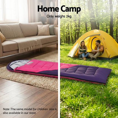 Alona.com.au Outdoor Recreation > Camping > Sleeping Bags Weisshorn Sleeping Bag Single 213cm Thermal Camping Hiking Pink